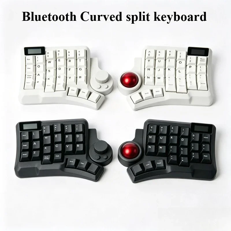 Trackball Curved Split Keyboard Kit Custom PMW3610 Nice View Screen 3D Printing Shell Mode Bluetooth Dual Separate Keyboard ZMK