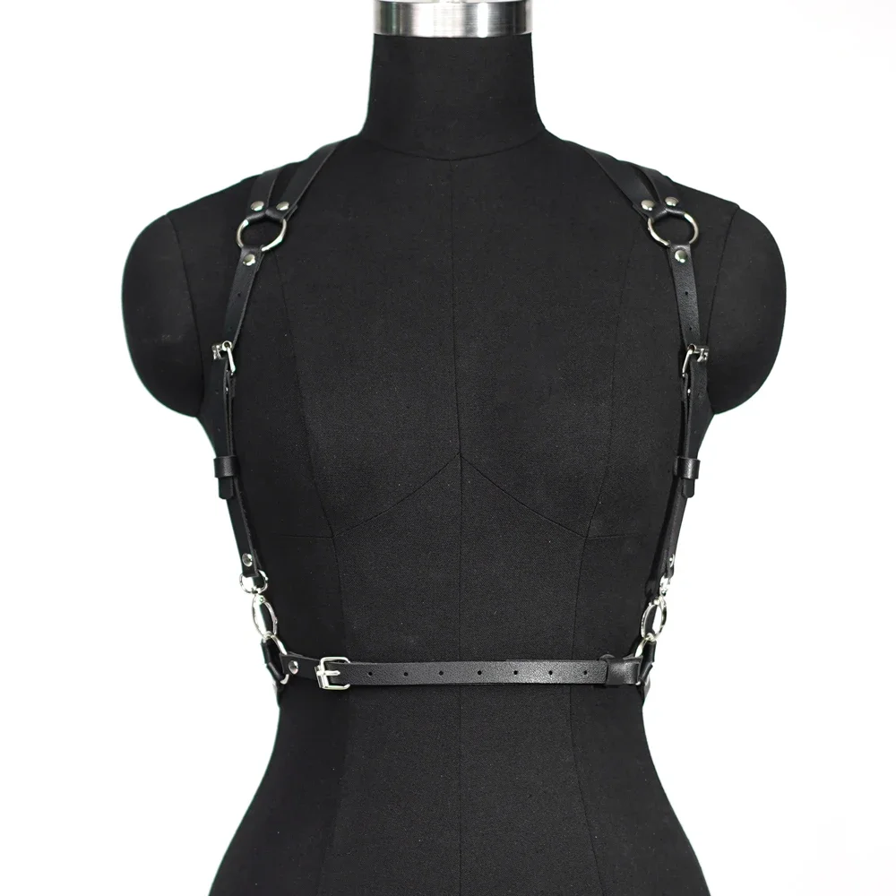 أزياء المرأة الجلود تسخير حزام الجسم تسخير مشد ملابس داخلية نسائية من الجلد الحمالات للنساء الملابس القوطية الوثن