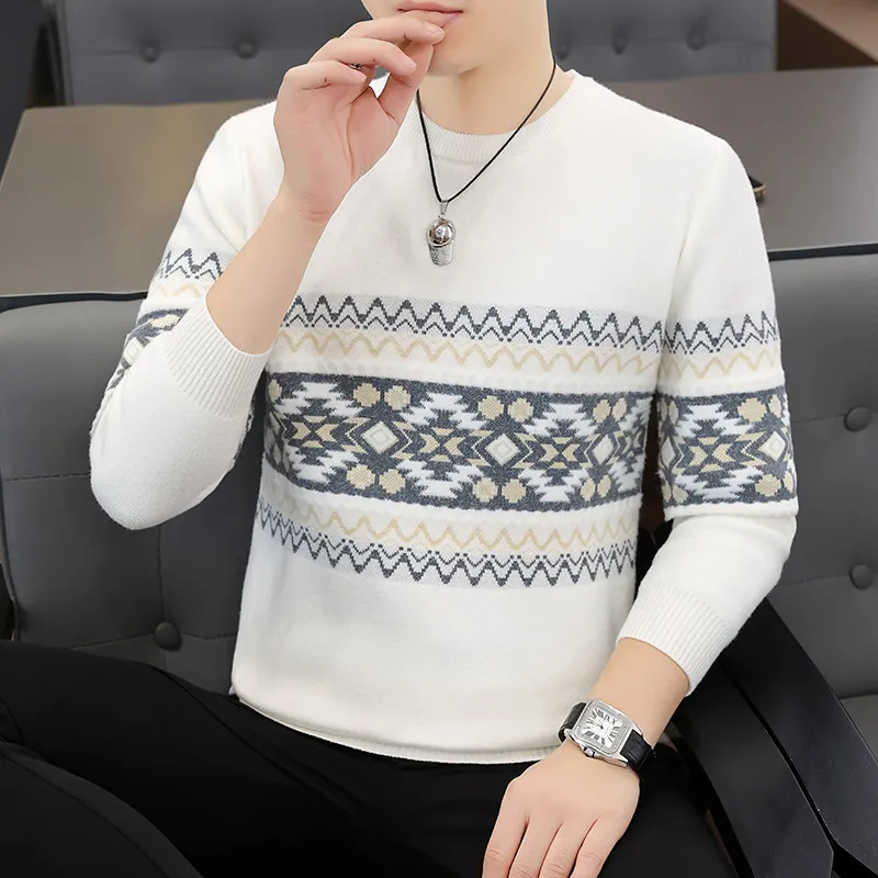 

Мужской вязаный свитер Faion Urban Sle, внутренняя одежда Base irt, ретро, этнический, с цветочным узором, искусственный мех, шерстяной, осень-зима