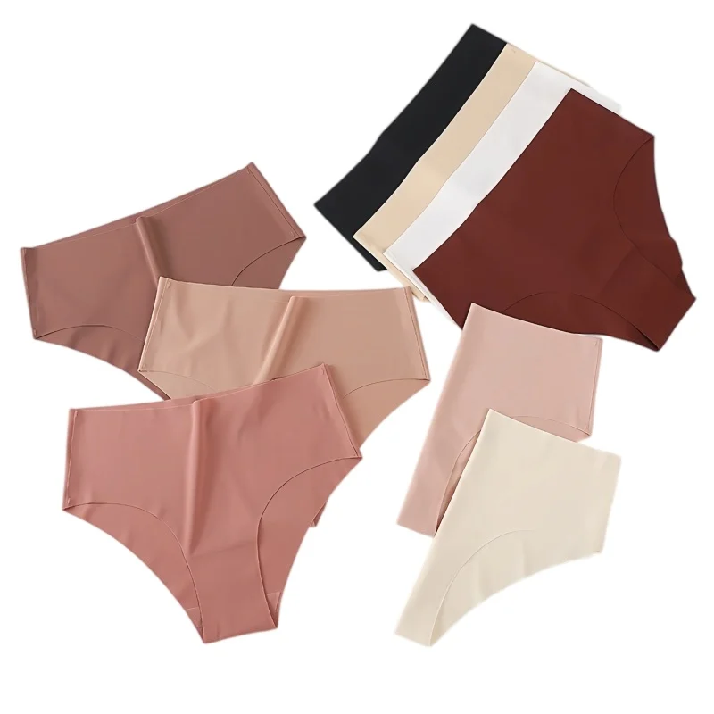 3-teiliges Set Eisseide Slips Damen Hohe Taille Nahtlose Unterhosen Atmungsaktive Unsichtbare Unterwäsche Weiche Dehnbare Sexy Lingerie XS-XL Slip – Detail 7