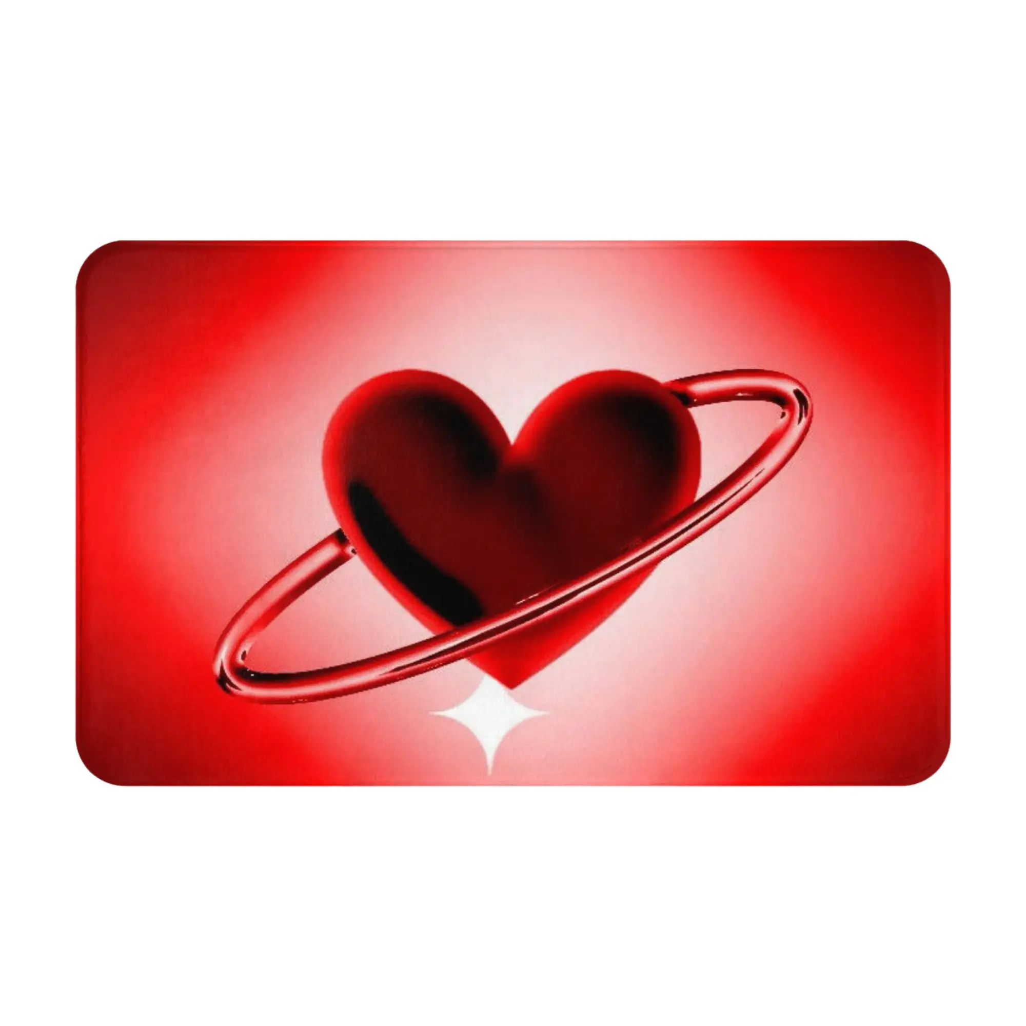 Red Heart Planet Space Art Doormat Bath Living Room Mat  Absorbent Home Decoration