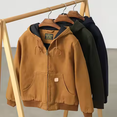 Winter New American Retro Long Sleeve Hooded Bomber Jacket Men's Fashion 100% Cotton Thick Dom Quilted Casual Multi-pocket Coat