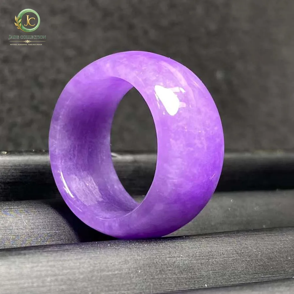 Violet Emerald - Wide Band Exquisite Lavender Color High Quality Jadeite Ring Elegant Fashion Jade Refer-ring Handring Jewelry