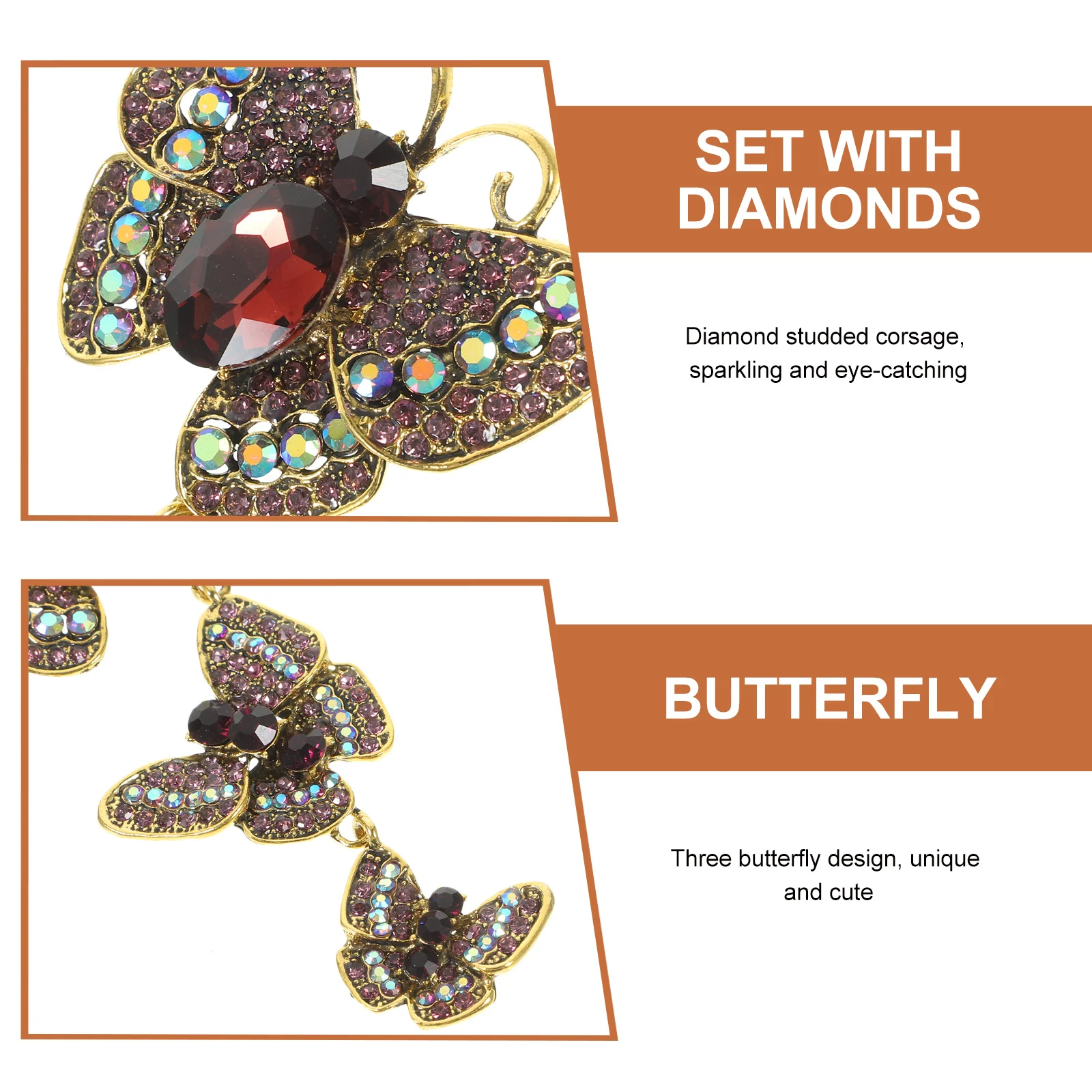 Broche de borboleta roxo strass pino xale cachecol chapéu lapela jóias para roupas femininas acessório terno decoração moda