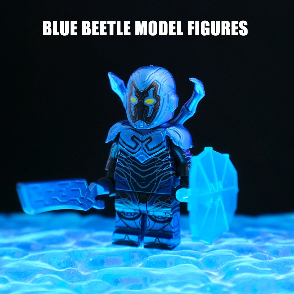 MOC Bricks Movie Super Blue Beetle Building Blocks Comic DC Anime Heroes Assembly Action Figures Toys for Kids Christmas Gifts