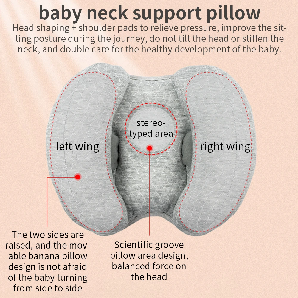 Baby Stroller Pillow Car Seat Head Fixed Neck Pillows Bend Shape Sleeping Protection Headrest Cushion Infant Anti-head Mat