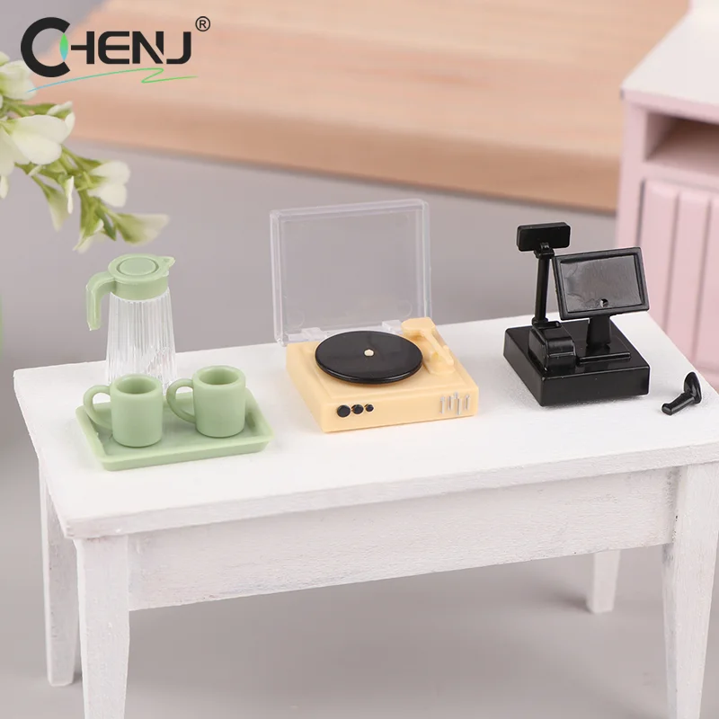 1pc Dollhouse Miniature Furniture Coffee Maker Coffee Cup Storage Shelf Simulation Dollhouse Decor DIY Toys Doll House