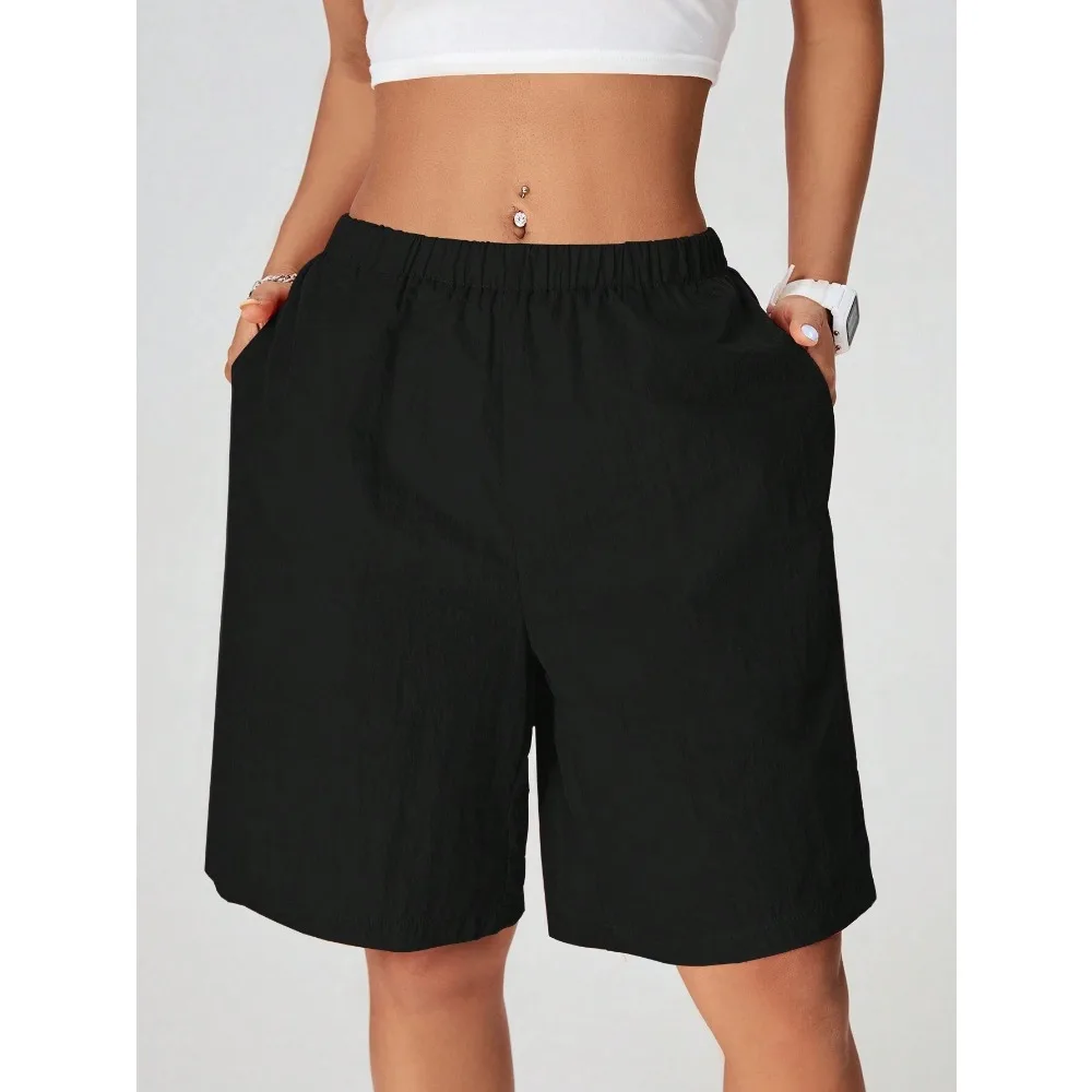 شورت رياضي خارجي من القطن الخالص مقاس 5 بوصات للسيدات، شورت رياضي كاجوال وعصري ومريح، شورت عالي الخصر