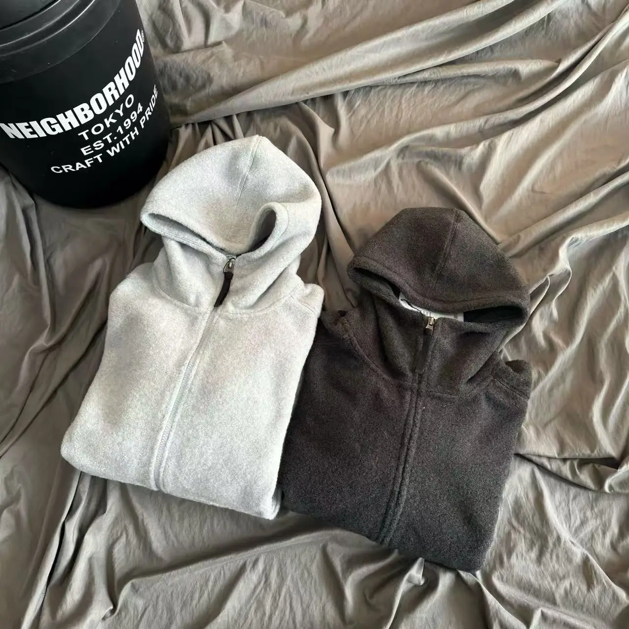 Outdoor Functional GW Woolen Hooded Zipper Sweatshirt Loose Large Size Jacket Unisex Cotton Polyester Blend Youth Fashion