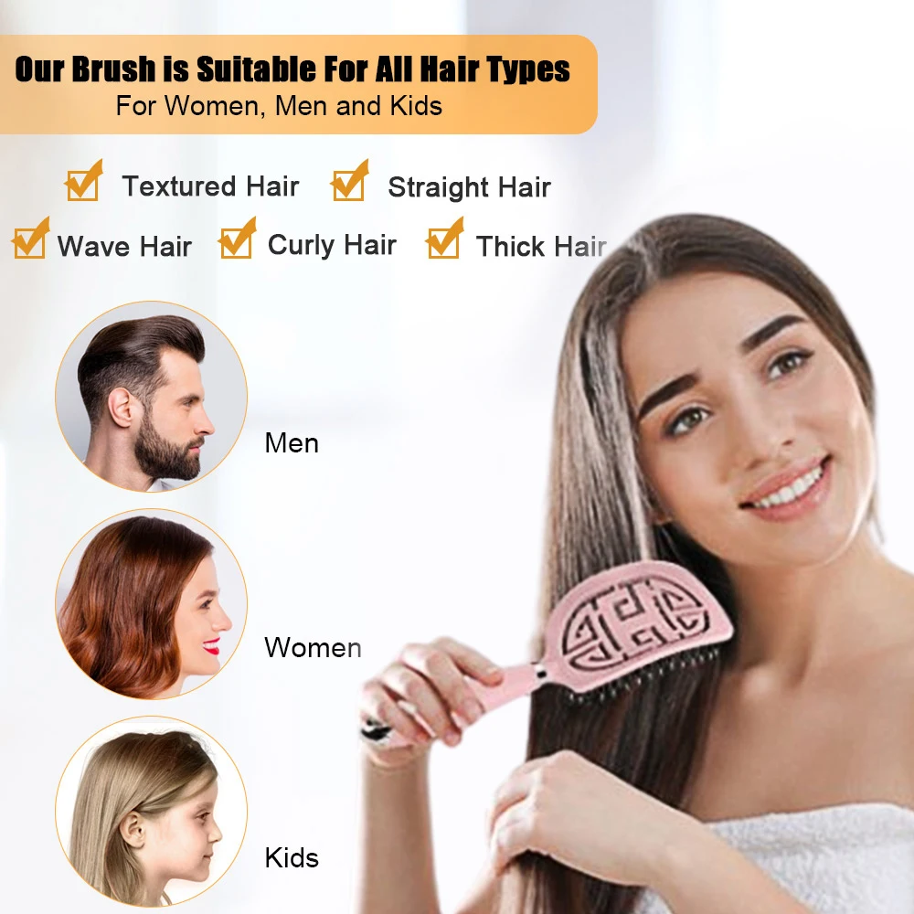 Hollow Out Detangling Hair Brush Women Curved Hairbrush Anti Klit Brushy Haarborstel Scalp Massage Comb Hair Styling Tools