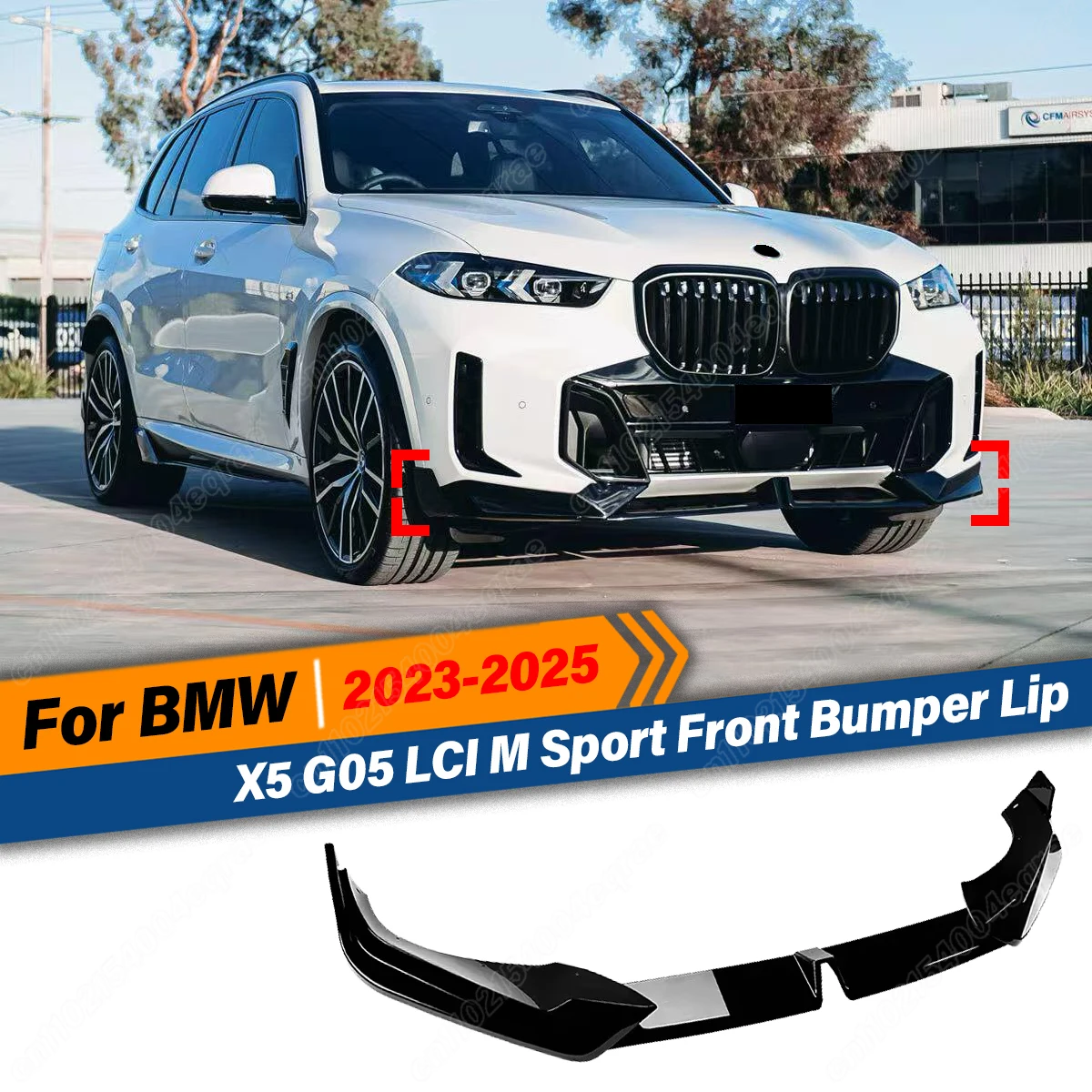 

For BMW X5 G05 LCI M Sport 2023 2024 2025 Front Bumper Lip Splitter Exterior Decoration Guard Protector Spoiler Diffuser BodyKit
