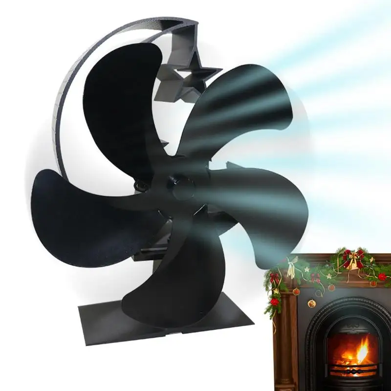 Wood Stove Blower Fan Moon Star Design Wood Burning Stove Fan With 5 Blades Thermoelectric Blower Fan For Wood Burning