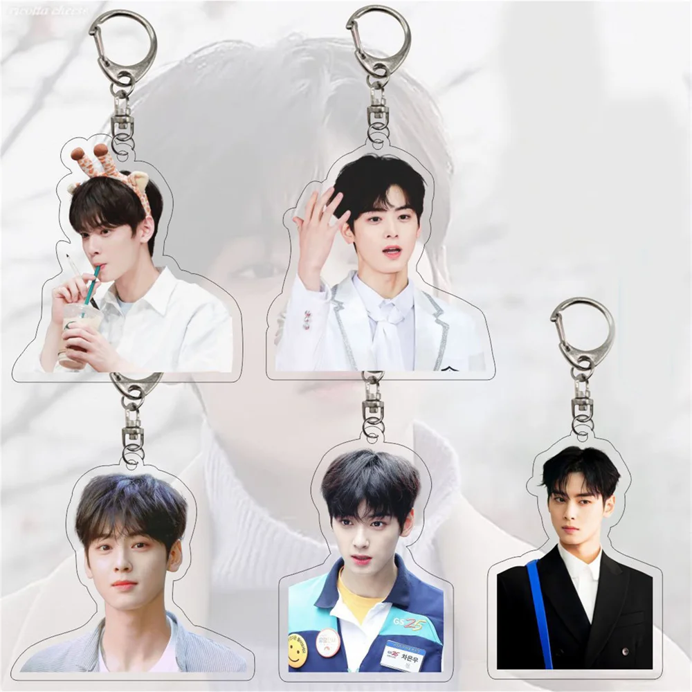 

Kpop Cha EunWoo Keychain Astro Keyring Bag Accessories High Quality Acrylic Keychains Pendant for Fans Gift