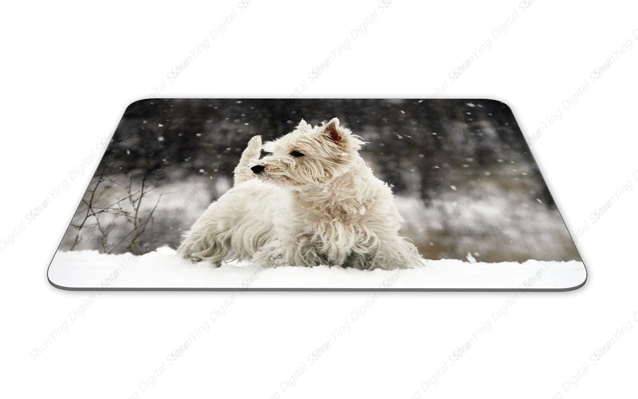 Tapis de souris West Highland White Terrier, antidérapant, en caoutchouc, adapté aux jeux à domicile, à l'école et au bureau, durable, 25x30cm