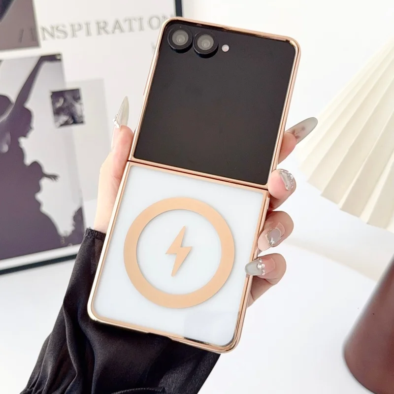 Plated Light Sign Design For Samsung Galaxy Z Flip 8 Case For Magsafe Clear Protector Mobile Phone Cover