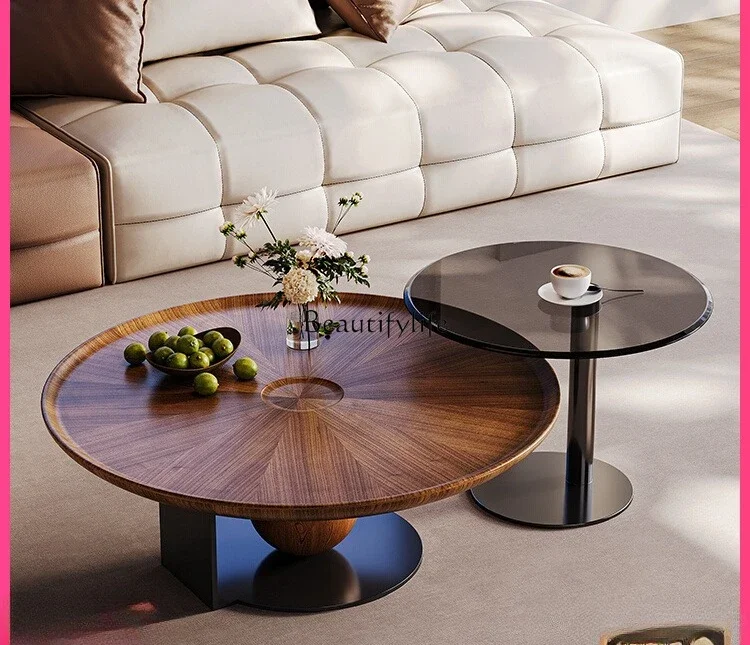 

L*Modern light luxury coffee table living room modern simple medium ancient style walnut creative coffee table