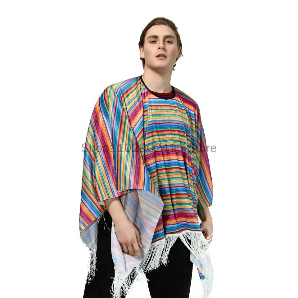 

Medieval Man Mexican Poncho Colorful Funny Mexican Capes Party Costumes for Outdoor Camping Carnival Vacation