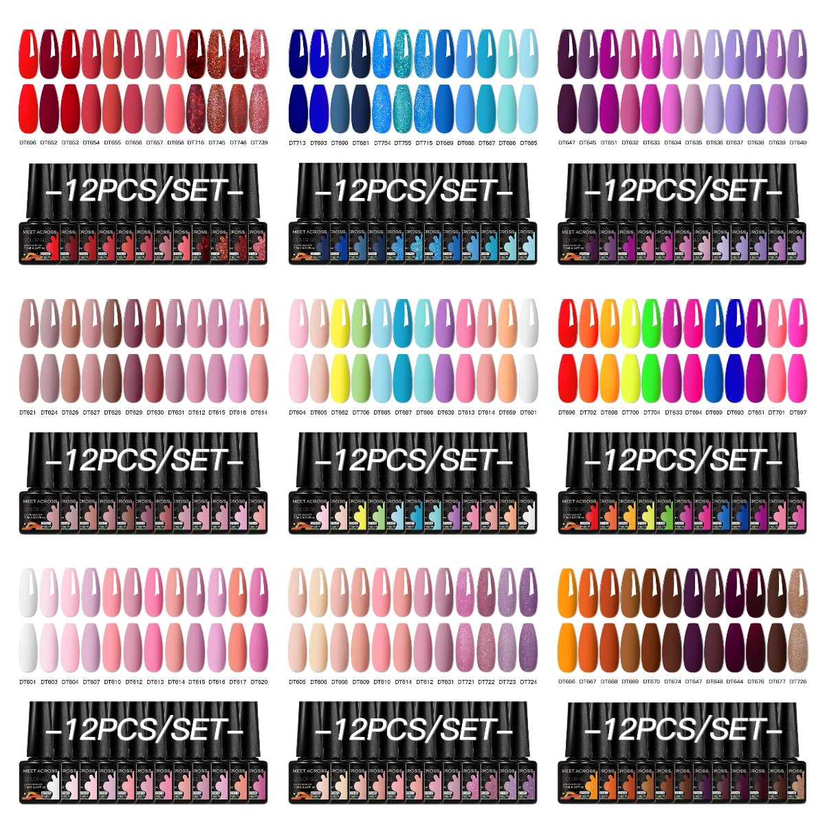 

12pc All-season Nail Gel Polish Set Multicolor TPO HEMA Free Long-Lasting UV LED Nail Supplies for Women Daily & Party Wearing