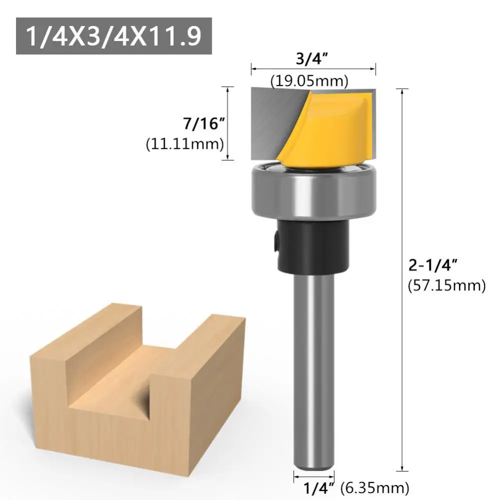 1/4inch Shank Carbide Bottom Cleaning Router Bit for Woodworking Tungsten Carbide Clearing Milling Plywood