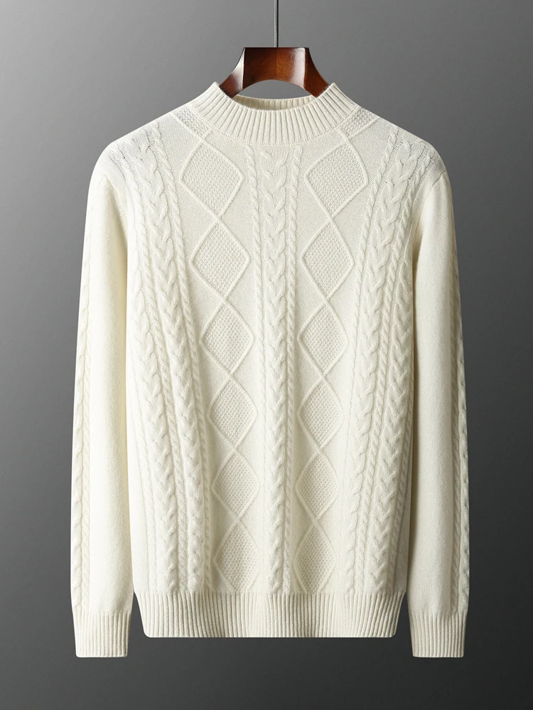 

TLOML новый мужской свитер из 100% кашемира, осень-зима, базовый пуловер с воротником-стойкой, кашемировый трикотаж, элегантная повседневная плотная одежда, топы