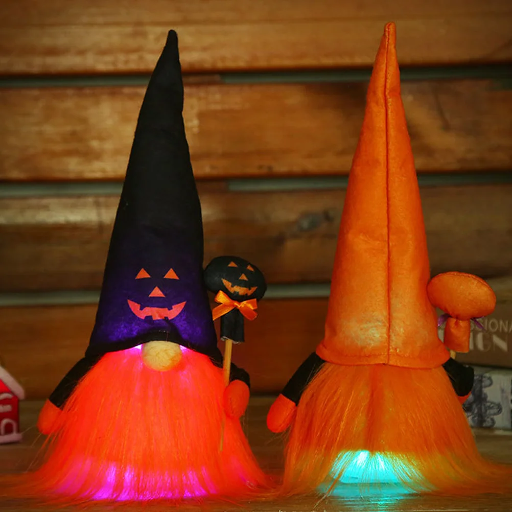 

2 Pcs Decoration with Lights Table Gnome Halloween Supply Kids Toys Party Layout Ornaments for Decorations Adornment Dwarf
