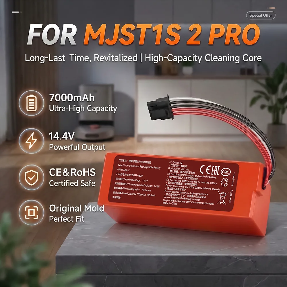 

Сменная литий-ионная батарея Reoaoone D099-4S2P для робота-пылесоса Xiaomi Vacuum Mop 2 Pro C101 MJSTS1 MJSTP, 7000 мАч