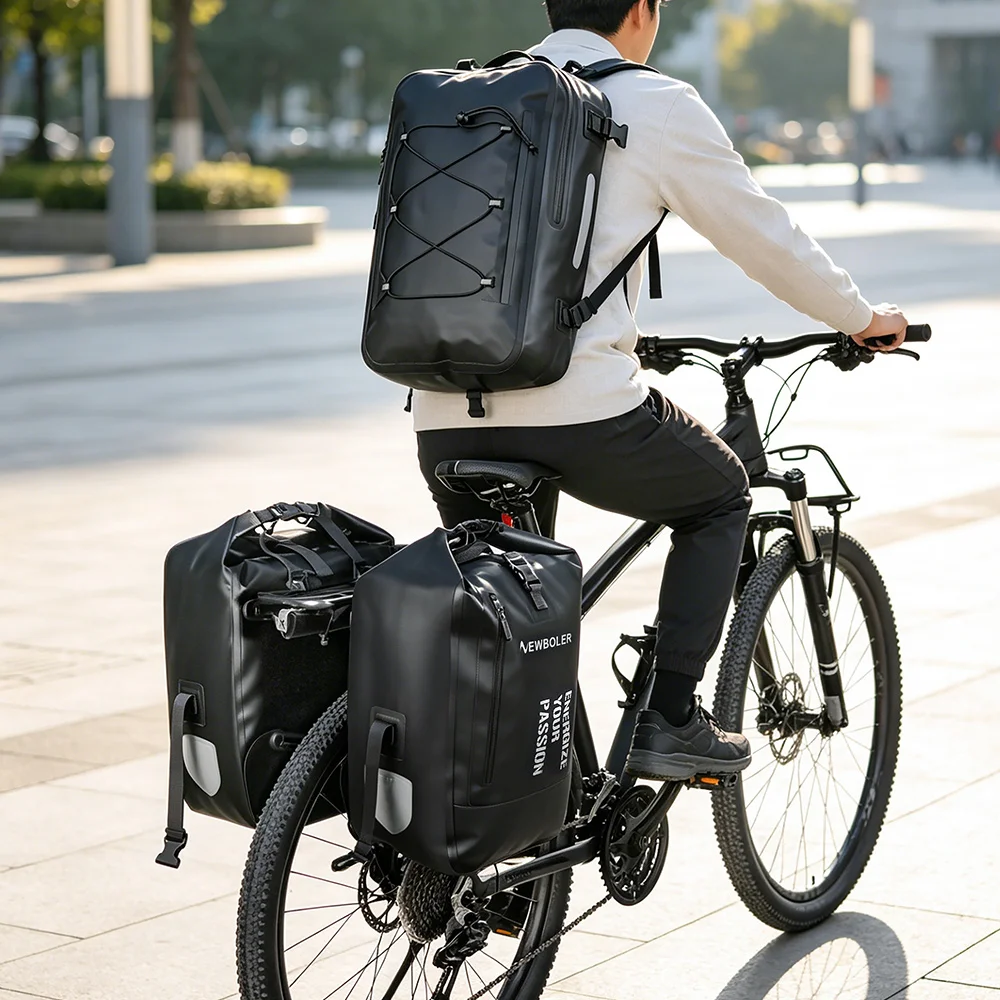 NEWBOLER 75L 3-in-1 Wasserdichte Fahrrad-Gepäckträgertasche MTB Rennrad-Tasche Große Kapazität Reisegepäckträger Satteltasche – Detail 14