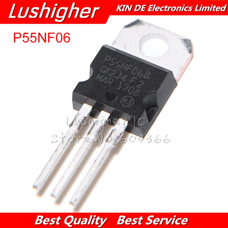 รีวิว P55NF06 TO-220 55A 60V MOSFET ตัวจริง 10 ชิ้น สำหรับผู้ใช้งานที่ต้องการประสิทธิภาพสูงในวงจรไฟฟ้า
