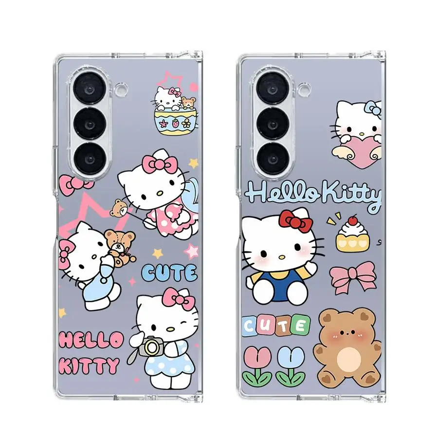 Hello K-Kitty Sanrio Case for Samsung Galaxy ZFold7 ZFold3 ZFold4 ZFold6 ZFold5 Z Fold 7 6 5 4 3 Hard Phone Cover