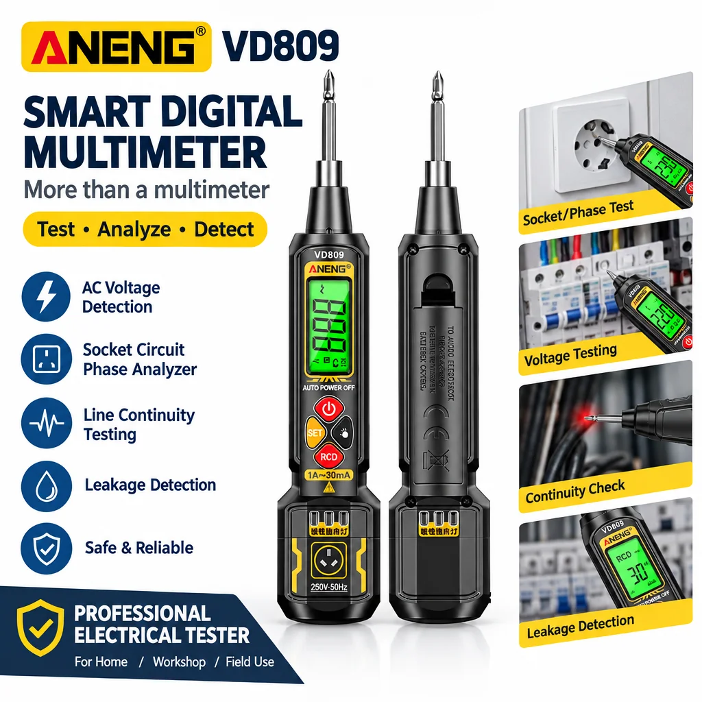 ANENG Voltage Tester Pen 30-1000V AC Voltage Non-Contact Induction Detector VD809 Breakpoint Phase Finder Socket Detector Tools