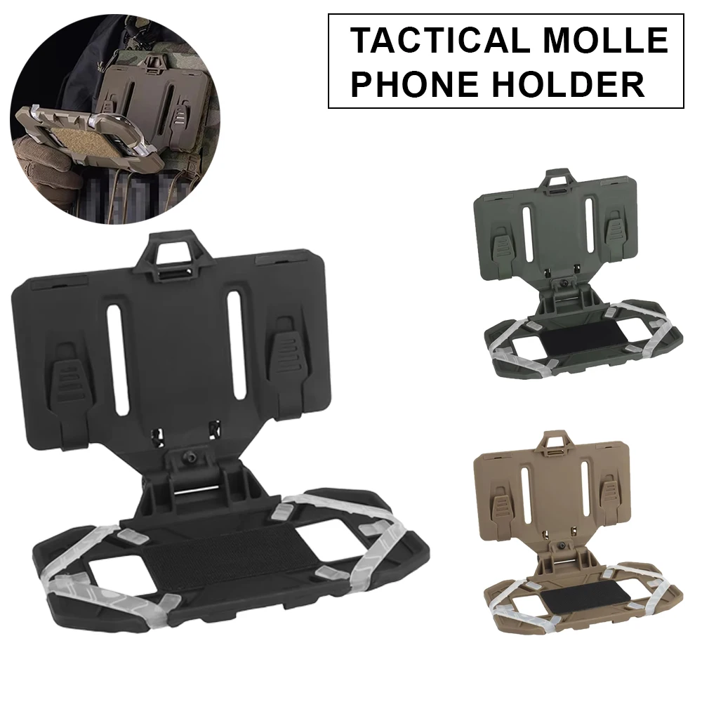 

Vest Chest Cell Phone Carrier Multifunctional Tactical MOLLE Phone Holder Universal Foldable Army Cell Phone Holder for Training
