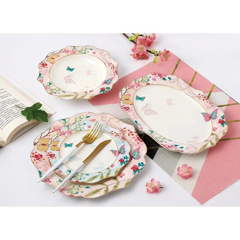 Ceramic Household Plates, French Steak Plates, Bowls, Bone China Fish Tableware