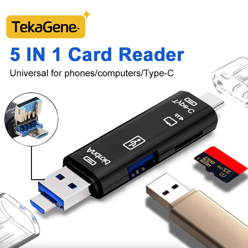 Multifunction 5 in 1 OTG Type C Micro SD Card Reader For Android Computer Type C to USB Adapter USB 3.0 TF Card USB Flash Drive