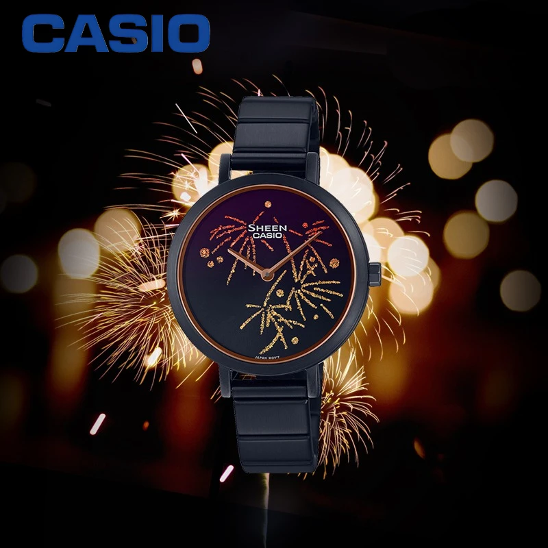 SHE-C130 Casio Women Watch Firework Pattern Dial Scratch Resistant Sapphire Glass 50Bar Water Resistant Fashion Ladies Watch