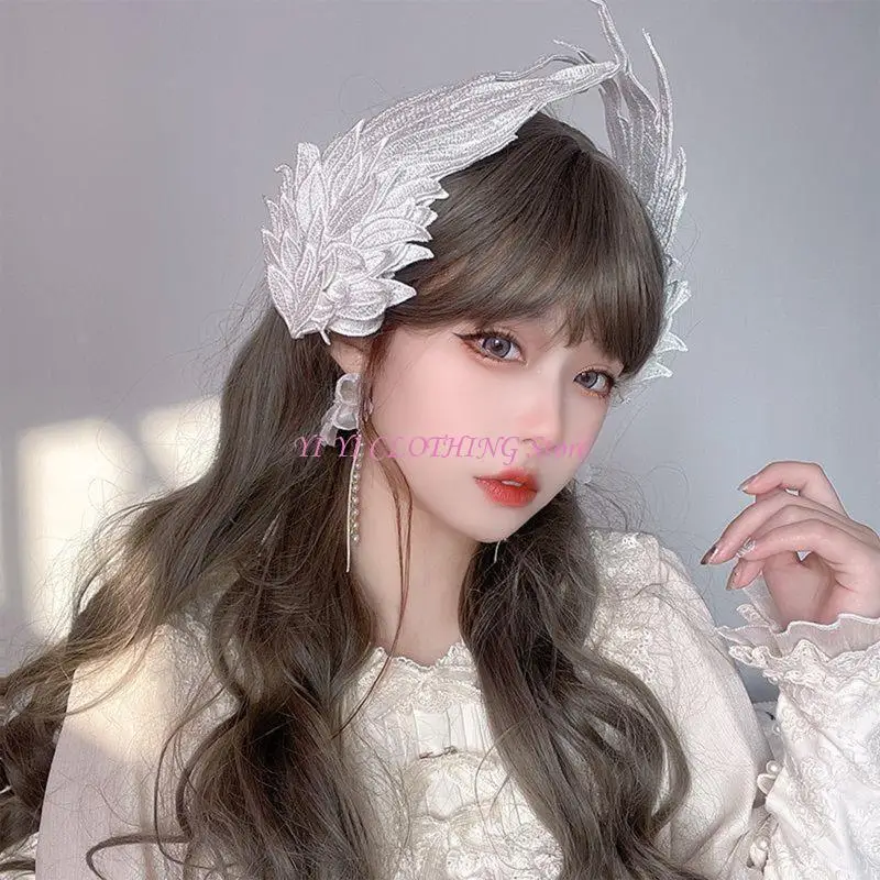 N5kf grampos cabelo com anjo, grampo cabelo com anjo, presilha borda para meninas, cosplay, dia