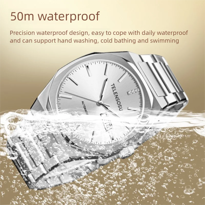 2025 New TELENSOSU Men's Watch Waterproof Sapphire Stainless Steel Automatic Mechanical Watch Gentleman Style Business Watch8806