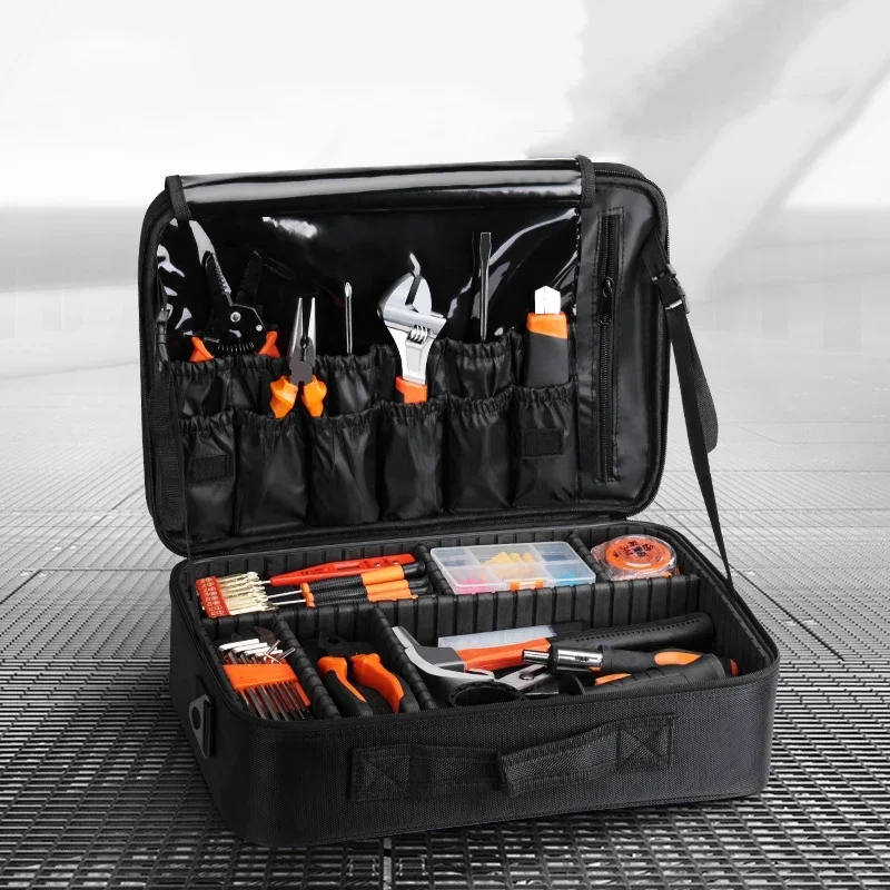 Professional Large Oxford Portable 3 Stage Kit for Electrician Storage Bag with Pocket Hanging Makeup Organizer Hardware