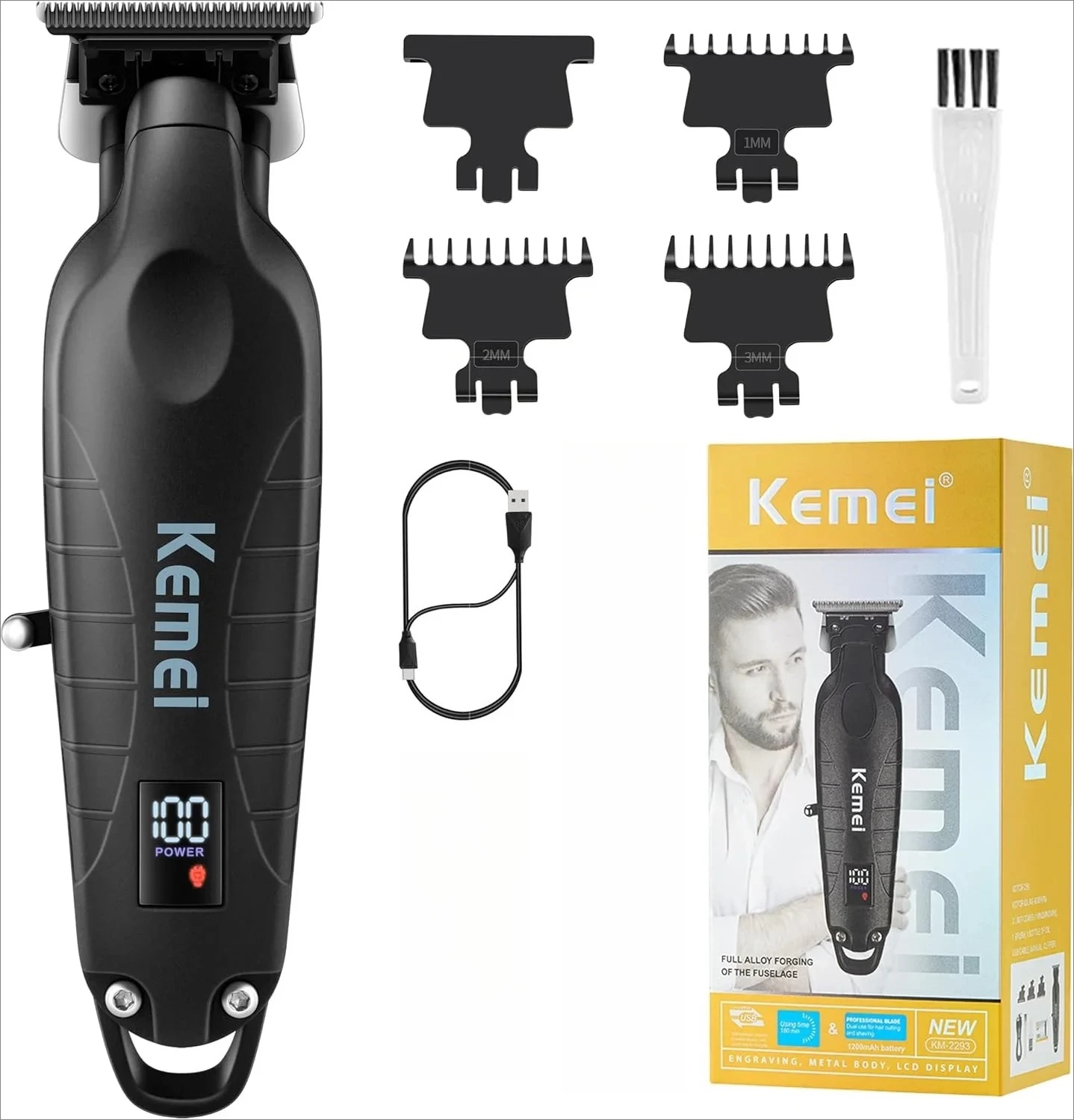 Kemei 2293 Professional Hair Beard Trimmer Men Barber Rechargeable Finish Hair Cutting Machine Zero Gapped Cordless Hair Clipper image 3