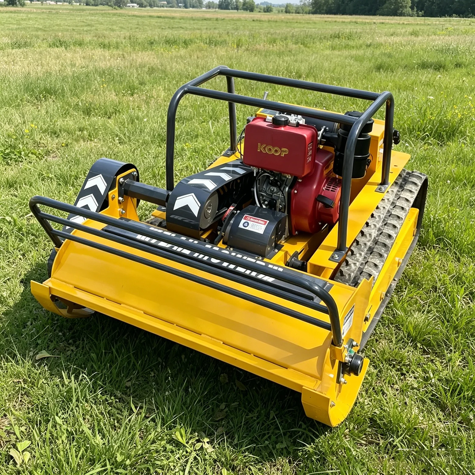 

Customized compact four stroke remote-controlled tracked lawn mower suitable for residential lawn maintenance
