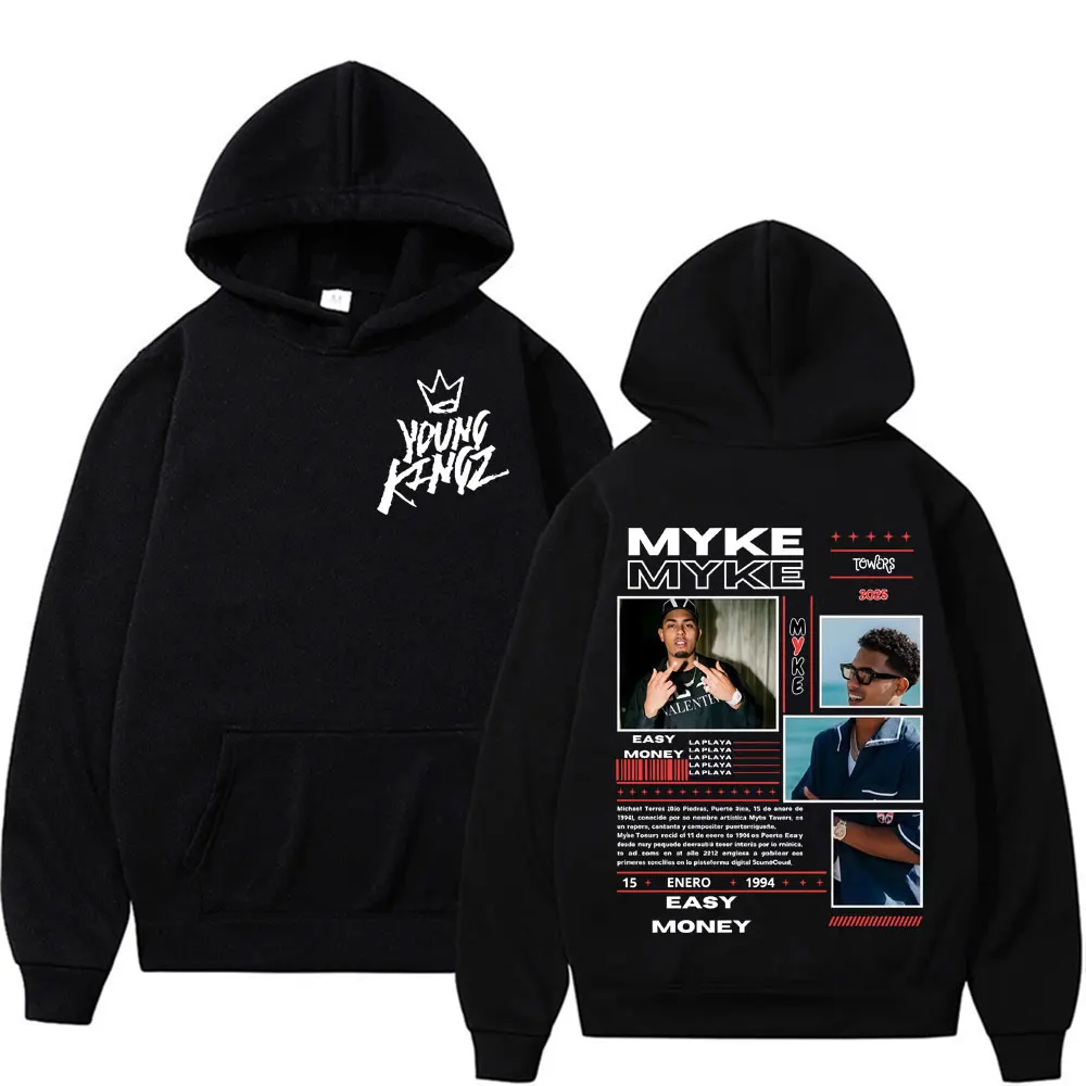 

Rapper Myke Towers Tour 2025 New Album Graphic Hoodie Men Women Harajuku High Street Vintage Hoodies Casual Oversized Sweatshirt