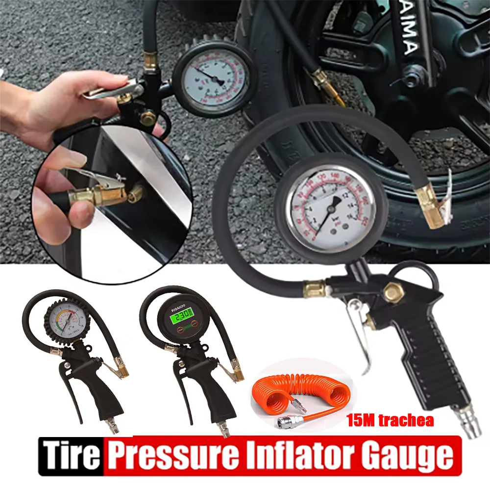 Car Tire Pressure Gauge Air Inflator US/EU Vehicle Tester Monitoring Manometer Motorcycle Bike LCD Digital Test Inflation