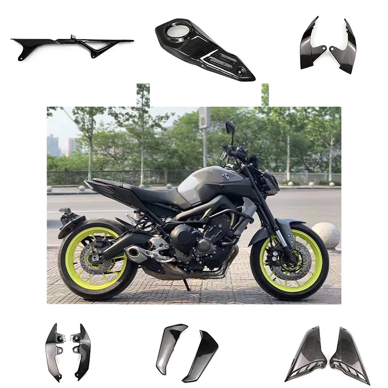 

Подходит для мотоцикла Yamaha MT09, модифицированный резервуар для воды из углеродного волокна, боковая пластина, цепь, крышка 13-19