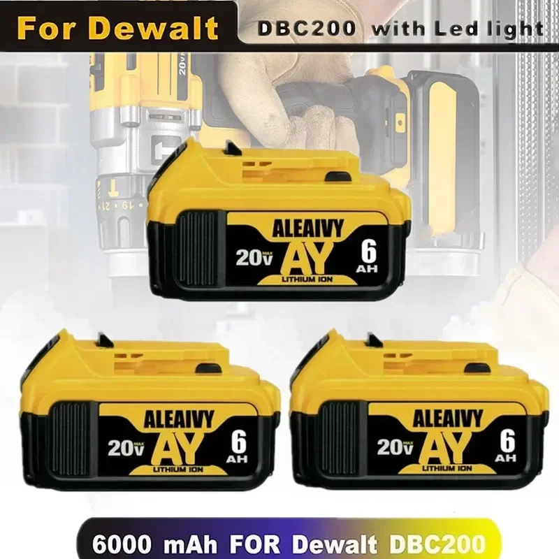 Power Tool 20V 5.0Ah 6.0Ah MAX Replacement Battery for DeWalt DCB184 DCB181 DCB182 DCB200 18650 3000mAh 18Volt 20V Battery