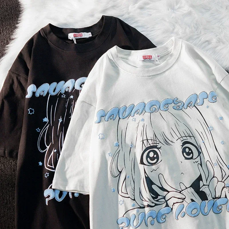 Oversized T Shirts Kawaii Y2k Anime Women\'s T Shirt Girl Print Clothes Graphic Streetwear T Shirt Harajuku Grunge Tops