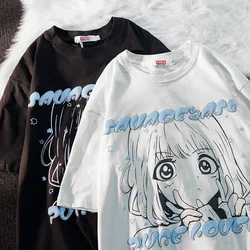 Streetwear gráfico extragrande para mulheres, Tops Harajuku Grunge, Camisas Kawaii para Meninas, Roupas Anime, Impressão Y2K