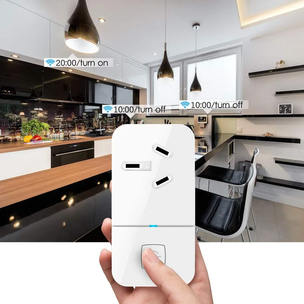 AC85-265V Socket Tuya WIFI Smart Electrical Power Plug 10A Timing Socket Remote by Alexa Google Home with Overload Protection