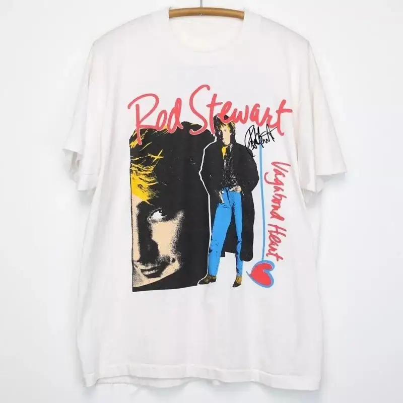 

Signature Rod Stewart Белая 100% хлопковая футболка в полный размер