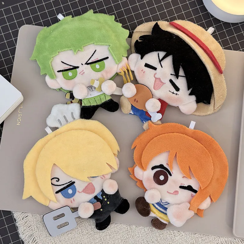 Anime One-Piece Plush Keychain Luffy Zoro Sanji Nami Mini Stuffed Doll Bag Pendant Collectible Toy For Anime Fans