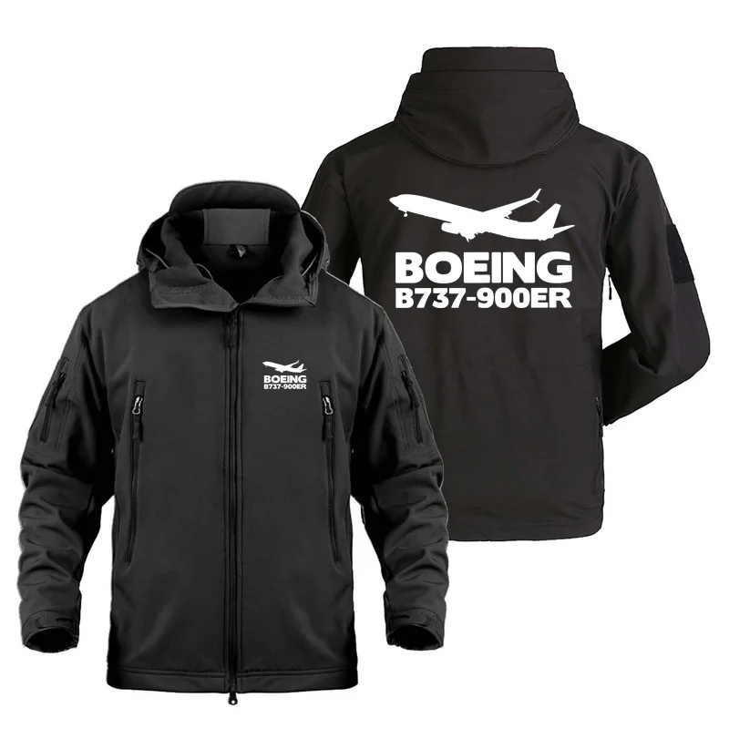 Outdoor Military Boeing B737-900ER Aviation Fleece Warm SoftShell Jackets for Men Tactical Shark Skin Man Jackets Coats