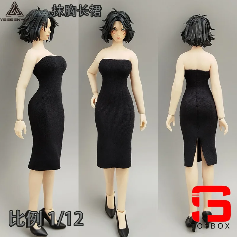 1/12 Scale Strapless ยาวกระโปรงสั้น Cheongsam เสื้อผ้าอุปกรณ์เสริมรุ่น Fit 6 ''ทหารหญิง Action Figure Body ตุ๊กตา